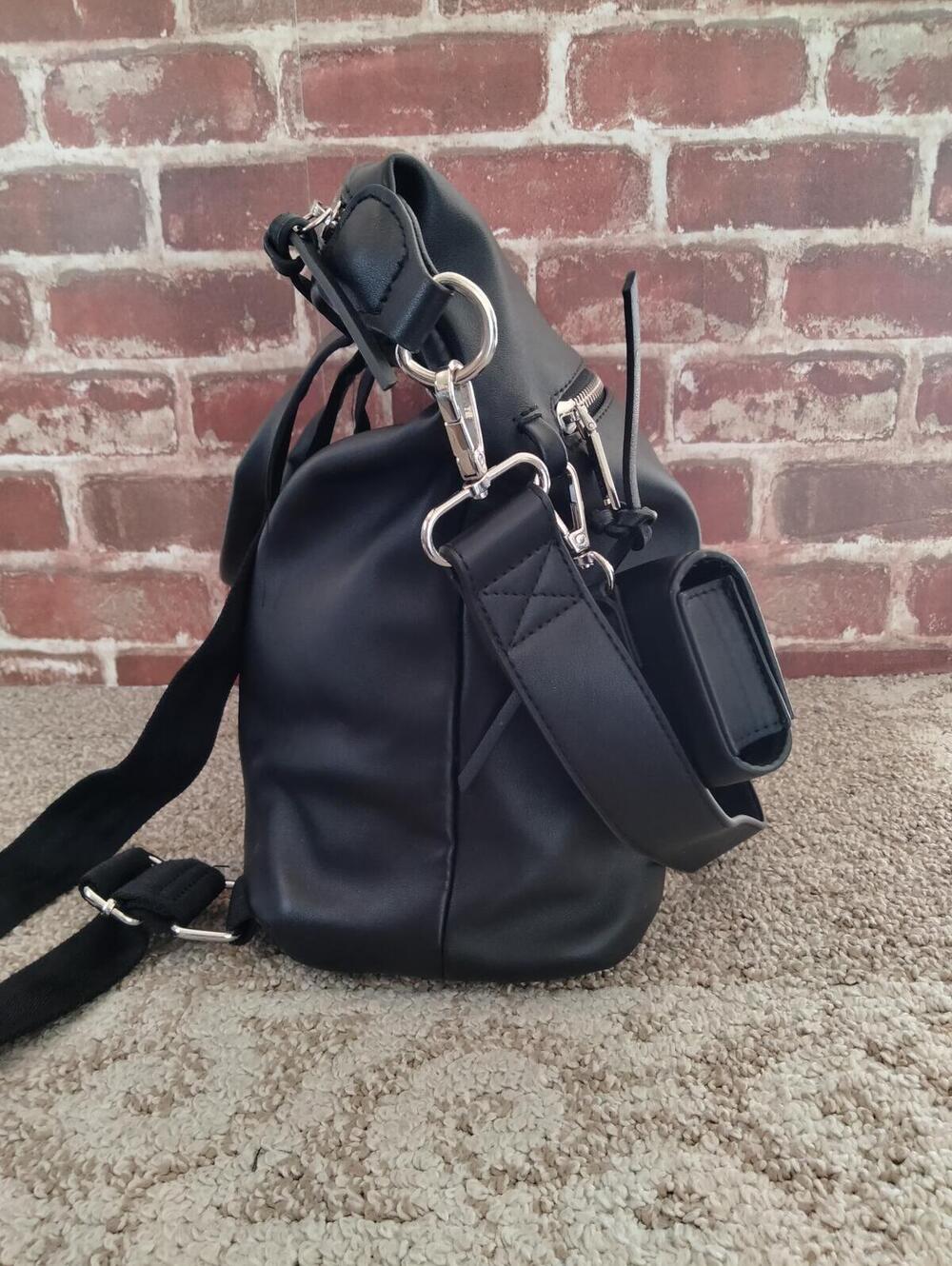 Rae Dunn Ciao Black Convertible Backpack Shoulder Bag with CIAO Pouch - Picture 6 of 8